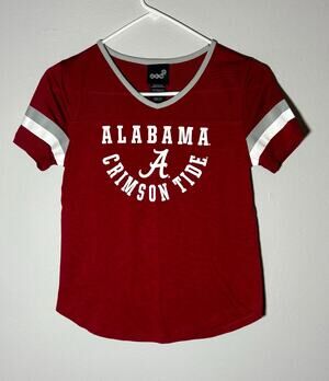 Alabama Crimson Tide Women’s V-neck Red & Gray Jersey NCAA Sz Medium